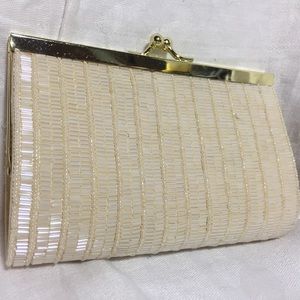 LA REGALE IVORY BEADED EVENING BAG